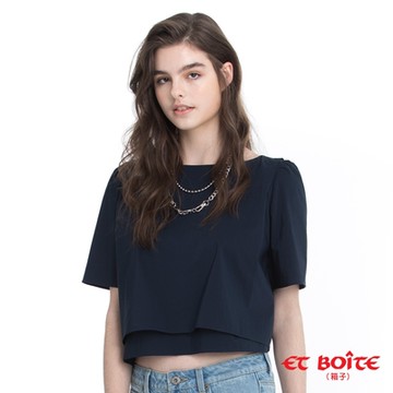 ET BOITE箱子  BLUE WAY – 雙層素面質感短版上衣