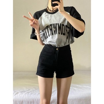TGNS 純棉T恤 短袖衣服 美式復古上衣 oversize T恤 潮流衣服 夏天衣服 ins t恤 英文印花 拼接短袖