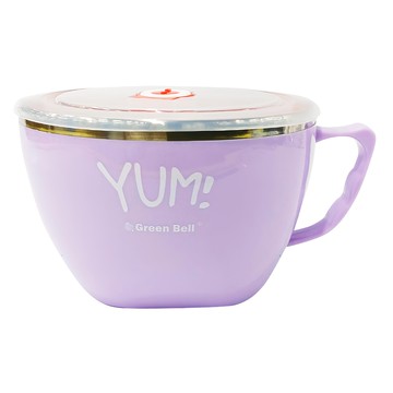 Green Bell 綠貝 Yum!316不鏽鋼隔熱碗 1200毫升超大容量 中空防燙設計 耐熱碗蓋  紫色  1個