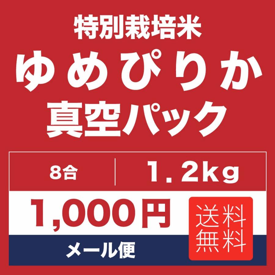 北海道産 ゆめぴりか 8合 真空パックでお届け お米 1.2kg 真空パック梱包 北海道米 メール便で発送