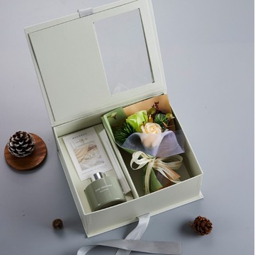 擴香禮盒花束【Giftpro 高定客製】香薰花藝套裝 擴香瓶禮盒 花束香氛禮盒 - 綠色小清新