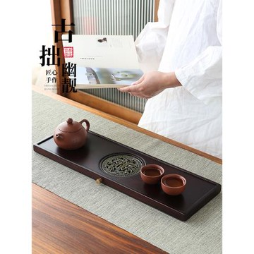 創意竹制茶盤單層茶海茶臺家用簡約干泡盤排水蓄水兩用設計茶托盤