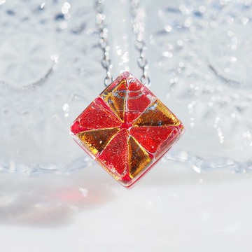 誕生石玻璃(1月)鏈墜項鍊【可更換為擴香墜飾】【可選棉繩、925 純銀】【預約製作】