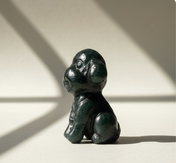 烏雞翡翠貴賓狗擺飾擺件 | 裸石 | 天然緬甸玉翡翠A貨 | 送禮