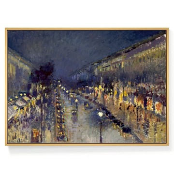 菠蘿選畫所 畢沙羅 夜晚的蒙馬特大道 AVAR4677D  59.4 x 42cm  木色