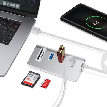 usb3.0分線器適用蘋果MacBook華為mateBook筆記本電腦多功能一拖三HUB集線器相機SD/TF卡讀卡器擴展器