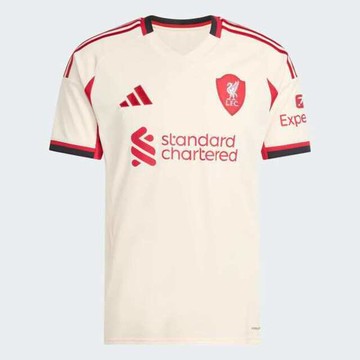 Adidas 愛迪達 Lfc A Jsy JV6487 男 T恤 運動上衣 休閒短袖 米白 利物浦 客場球衣