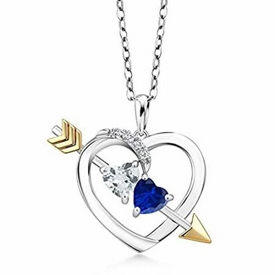 【並行輸入品】Gem Stone King 925 Sterling Silver and 10K Yellow Gold Sky Blue Aquamarine