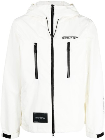izzue - logo-print hooded jacket - men - Polyester - M - White