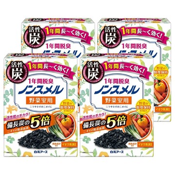 Hakugen Earth 白元 冰箱活性炭脫臭劑1年間 蔬果室用 橘  20g  4盒