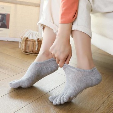 5雙裝 夏季薄款隱形五指船襪女網眼透氣吸汗純色棉襪彈力好松分趾