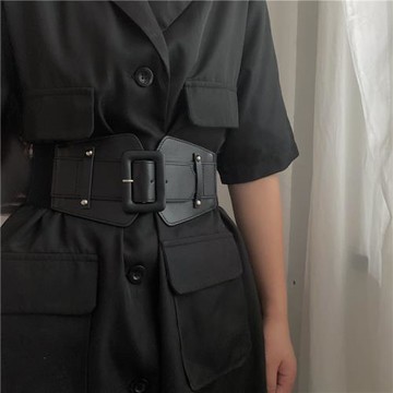 女式日系復古腰封西裝連衣裙裝飾彈力松緊腰帶簡約百搭潮流寬腰封