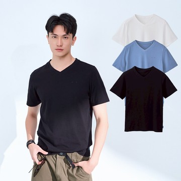 【ERSS】  男裝 V領上衣 男生t恤 涼感衣 涼感 運動 黑色 【速跑輕盈【K70409】