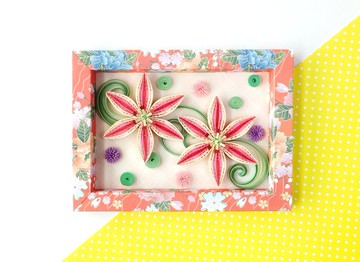 手作捲紙裝飾相框-花開富貴 百合擺飾 浪漫粉紅系