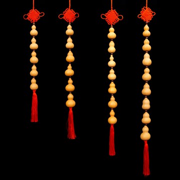 中國風特色手工藝品天然葫蘆串中國結掛件鎮宅家居風水裝飾