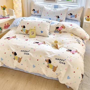 兒童卡通可愛床上四件套純棉全棉四季通用學生宿舍被套床笠三件套