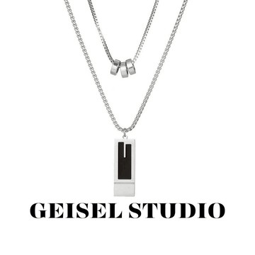 【GEISEL】嘻哈雙層長毛衣鏈 百搭設計感 潮男款鈦鋼項鍊 吊墜 個性嘻哈項鍊 項鍊男 男女生項鍊(B-036)