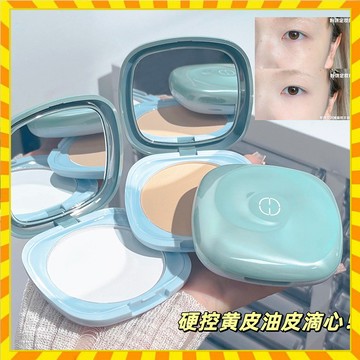 自帶磨皮濾鏡~輕盈柔焦定妝粉餅美白自然 淡顏純欲風定妝控油磨皮 遮瑕防水防汗不卡粉 補妝遮瑕毛孔 蜜粉