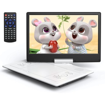 【日本代購】YOTON 16.9 吋便攜式 DVD 播放器｜14.1 吋高清大螢幕｜內建電池 4-6 小時續航｜270° 旋轉＋180° 反轉｜白色