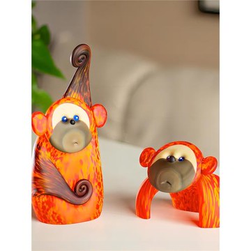 德國Borowski藝術玻璃 金絲猴騎士猩猩寶貝家裝擺件 猴年生肖禮物