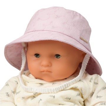 akachan honpo - 平頂帽 附防曬遮陽布-粉紅色