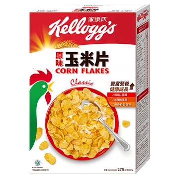 Kellogg's 家樂氏 CORN FLAKES 公雞牌 原味 低脂高纖 8種維生素 無香料及色素  275g  1盒
