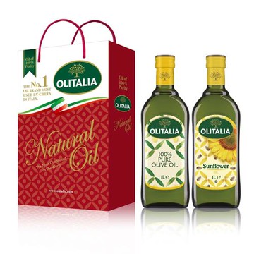 Olitalia 奧利塔 PURE純橄欖油1000ml+葵花油1000ml禮盒組