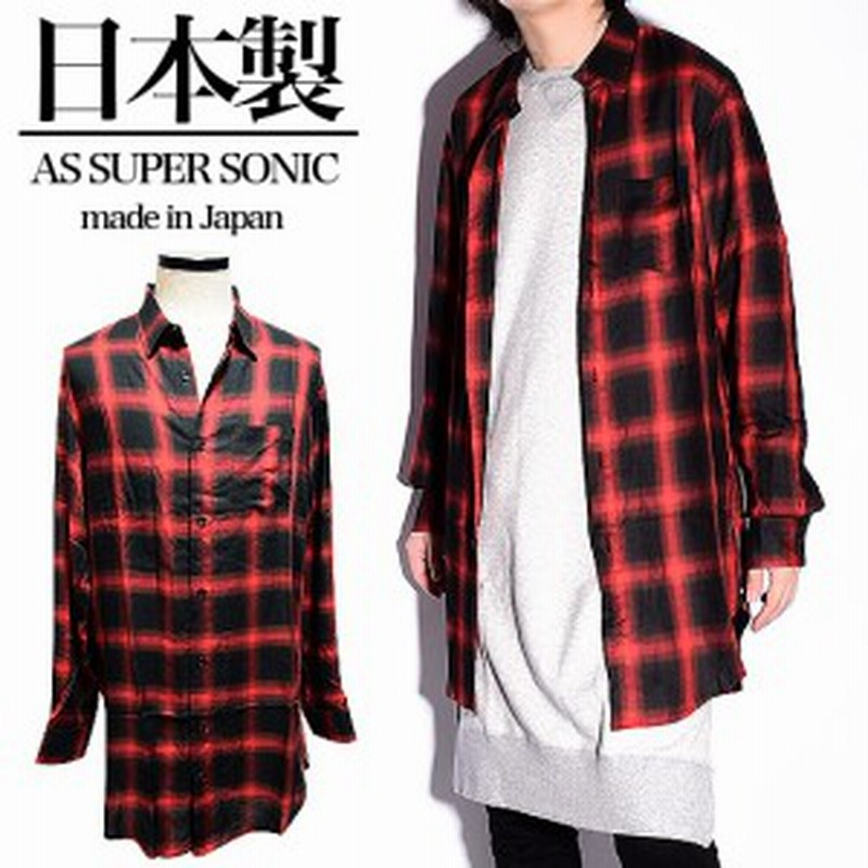 チェックシャツ メンズ ロング丈 シャツ サイド Zip レッドチェック 赤 格子柄 個性的 V系 ビジュアル系 モード系 韓国 お兄系 衣装 通販 Lineポイント最大get Lineショッピング