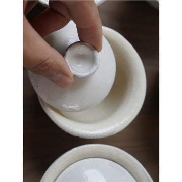 鐘友健手作白化妝粉引蓋碗 厚杯保溫性好釉色潤純白色宜茶好用