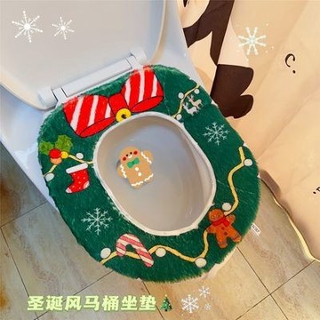【台灣有貨】實拍 聖誕裝飾冬季毛絨馬桶墊馬桶坐墊粘貼式馬桶套通用型馬桶坐圈套