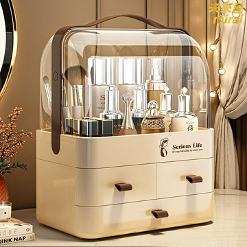 【防塵大容量】化妝品收納盒 桌面收納盒 抽屜式收納 化妝品收納架 護膚品收納 面膜收納盒 多層分格 透明防塵蓋 梳妝臺桌面整理