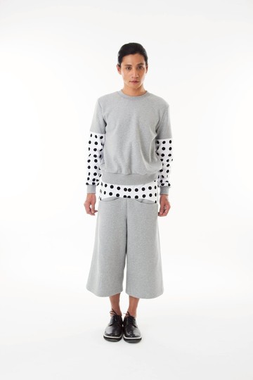 Sevenfold -Wave jade color matching dot top 波玉圓點配色上衣(灰色)