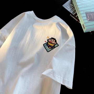 大牌清倉~外貿余單剪標專柜蠟筆小新印花純棉短袖T恤男女情侶上衣