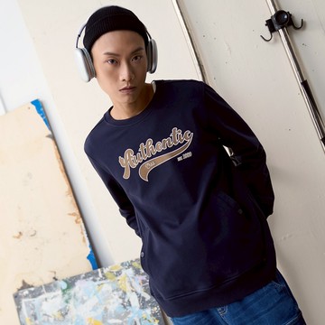 【ERSS】男裝 長袖上衣 長袖 上衣 美式 字母 鈕扣 口袋丈青【K60359】