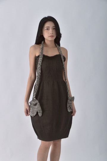 (S) dm平口毛衣綠色洋裝