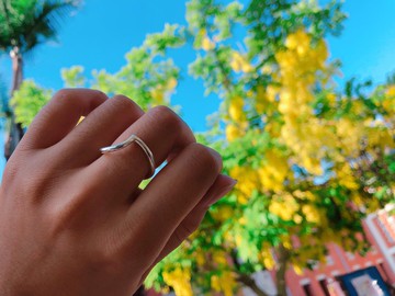 999純銀 不對稱愛心線戒