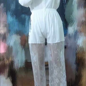 超殺優惠💰時尚女內搭透視花邊莫代爾夏九分褲旗袍防走光襯褲蕾絲漢服打底褲D54H
