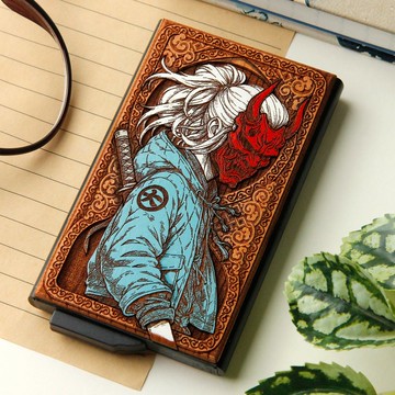 鬼魅龐克 - 雷射鵰刻 + 手繪木質卡夾