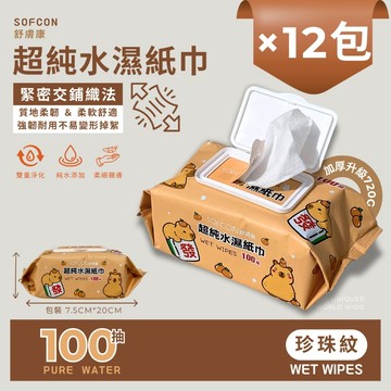 加厚型 卡皮巴拉濕紙巾100抽 12包