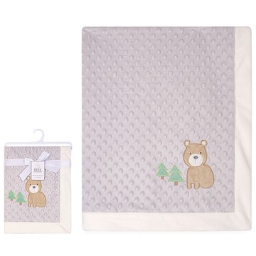 美國 luvable friends  超柔軟繡花泡泡毯/包巾/嬰兒被/安撫毯_100x75cm_棕熊之家_LF51923