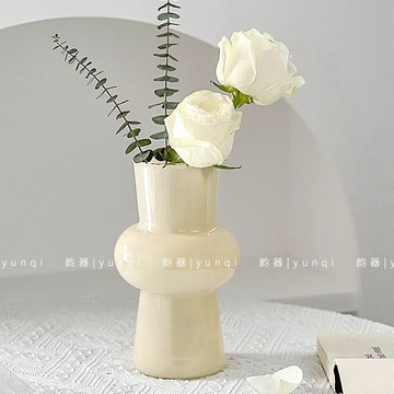 臺灣現/🎀花瓶 玻璃 透明花瓶中古玻璃粉色花瓶法式擺件客廳黑色透明插花高級感鮮花水培玄關小