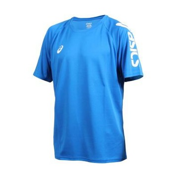 ASICS 男短袖T恤-台灣製  吸濕排汗 運動 上衣 休閒 2033B947-405 寶藍白