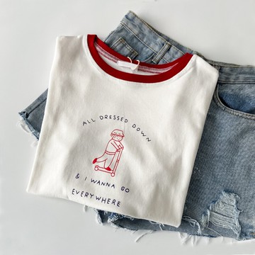 純棉短袖t恤女甜酷體恤年夏季新款女裝設計感小眾t?薄款上衣