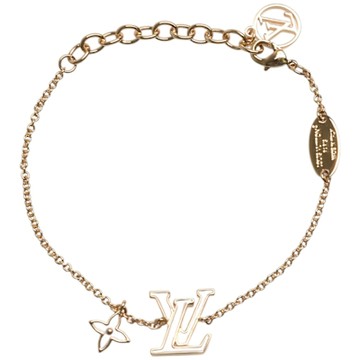 Louis Vuitton路易威登 LV飾品 M1137A經典Iconic Enamel系列LV琺瑯標誌手鍊(白/金色)