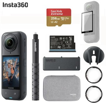 Insta360 X5 8K全景運動相機 萬能套裝 螢幕保護貼組 (先創公司貨)