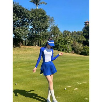 SG高爾夫女裝春夏冰絲長袖T恤修身速干透氣上衣顯瘦百褶裙套裝女