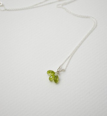 簡單小石系列-刻面算盤珠橄欖石‧純銀項鍊