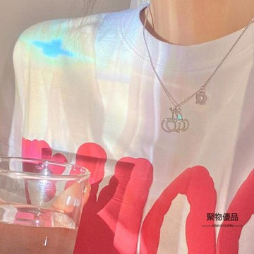 夏日櫻桃花朵項錬女小眾設計感嘻哈鎖骨錬【聚物優品】