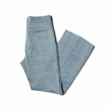 古著 70s 淺藍細格紋雙面布休閒西裝褲
