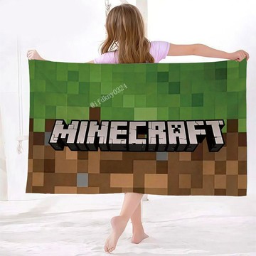 台灣出貨 麥塊浴巾 像素浴巾 Minecraft浴巾 像素風運動毛巾 沙灘游泳巾 速乾斗篷毛巾 海邊戲水用品 游泳浴巾